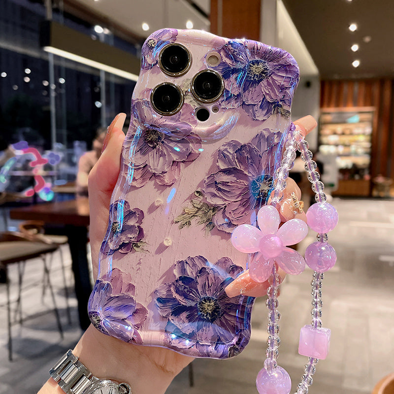 Beautiful Oil Painting Flower iPhone Case with Bracelet