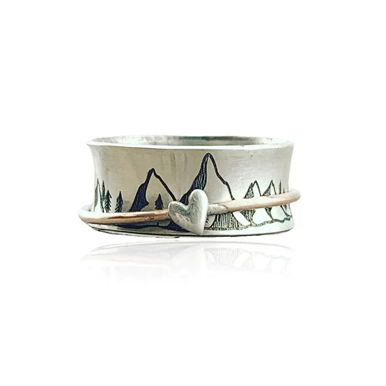 925 Silver Keep Climbing Large Circle Fidget Ring