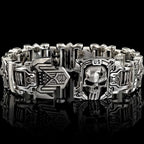 Armed Forces Destiny Struggle Skull Interlock Silver Bracelet