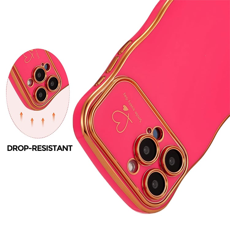 (🔥Last Day 60% OFF) - Stylish Wave Edged Electroplated Heart Lens Protector Anti-Drop Case for iPhone