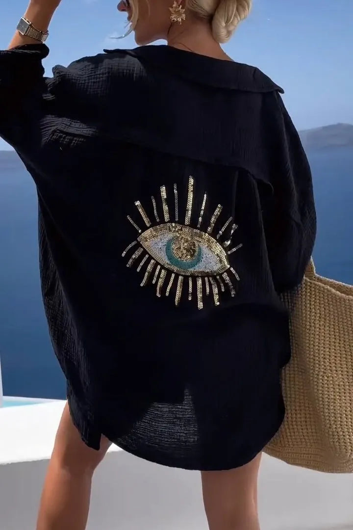 CASUAL SEQUIN BEADED SHIRT