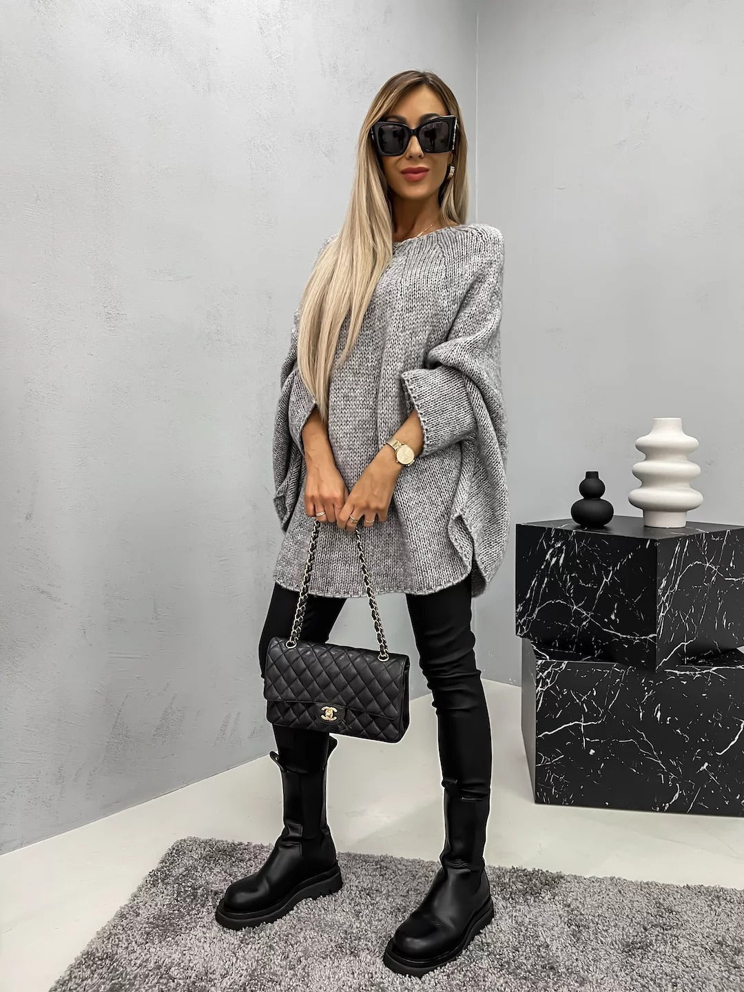 Bat Sleeve Round Neck Pullover
