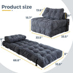 Corduroy Folding Sofa Bed, Convertible Sleeper Chair with Pillow Foldable Mattress with Back Support; Single Size