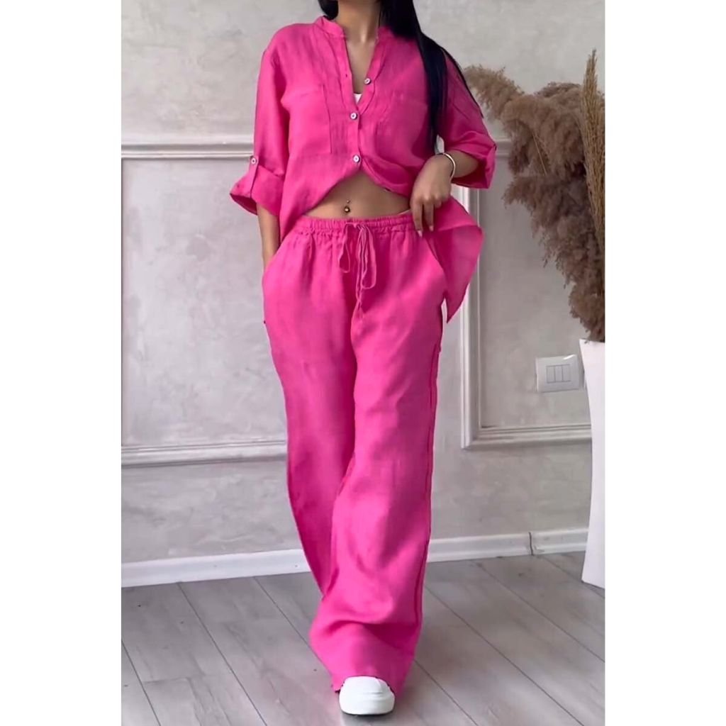 Connie | Two-piece set made of solid color cotton and linen