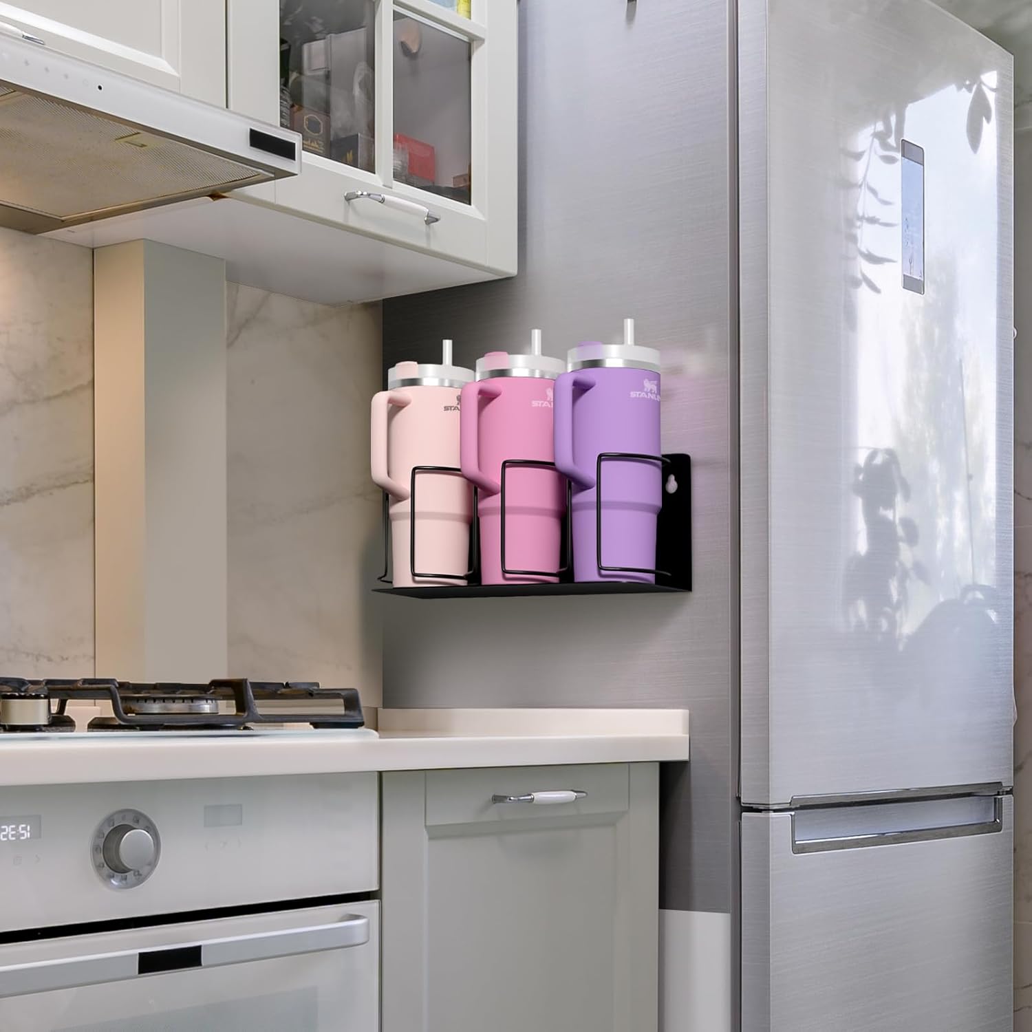Cup Organizer - Magnetic or Screw Mount Storage for Kitchen, Fridge, or Cabinet