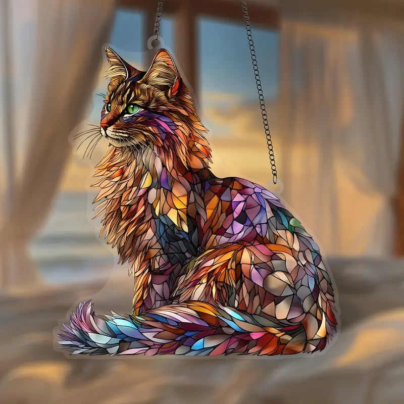 Colorful Long-Haired Cat Light Catcher