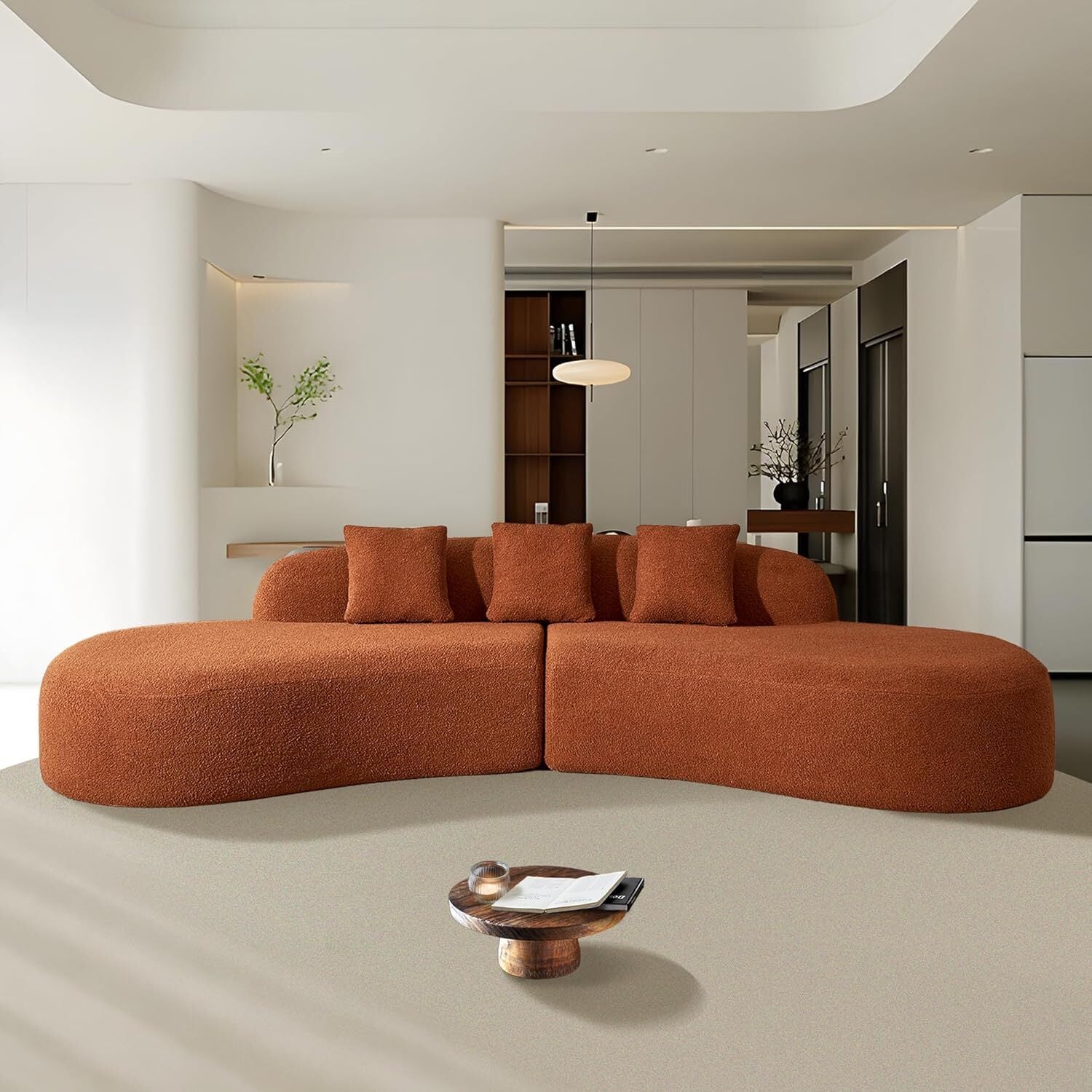 5 Seat Modern Curved Sectional Sofa No Assembly Require