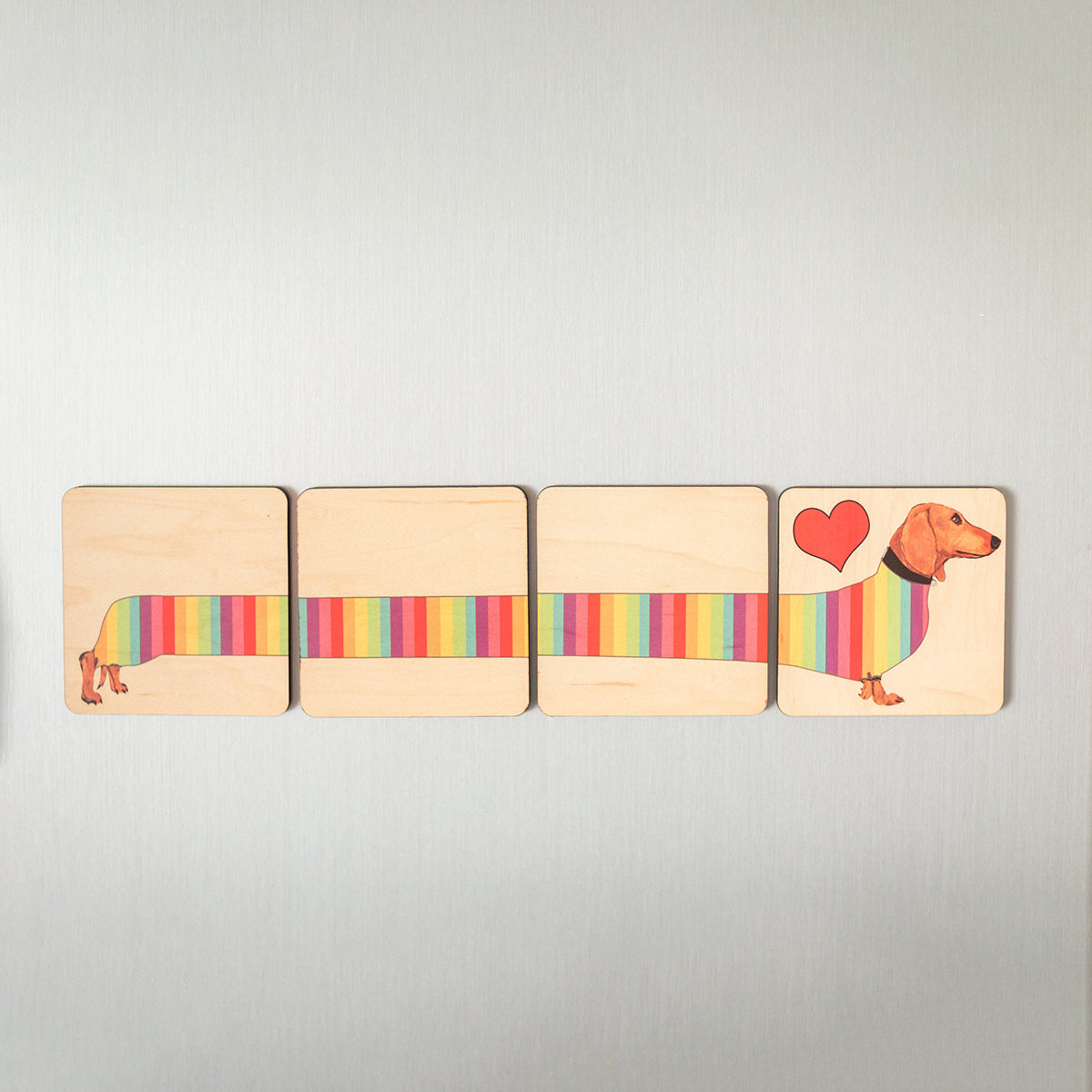 Dachshund Wood Coaster Set
