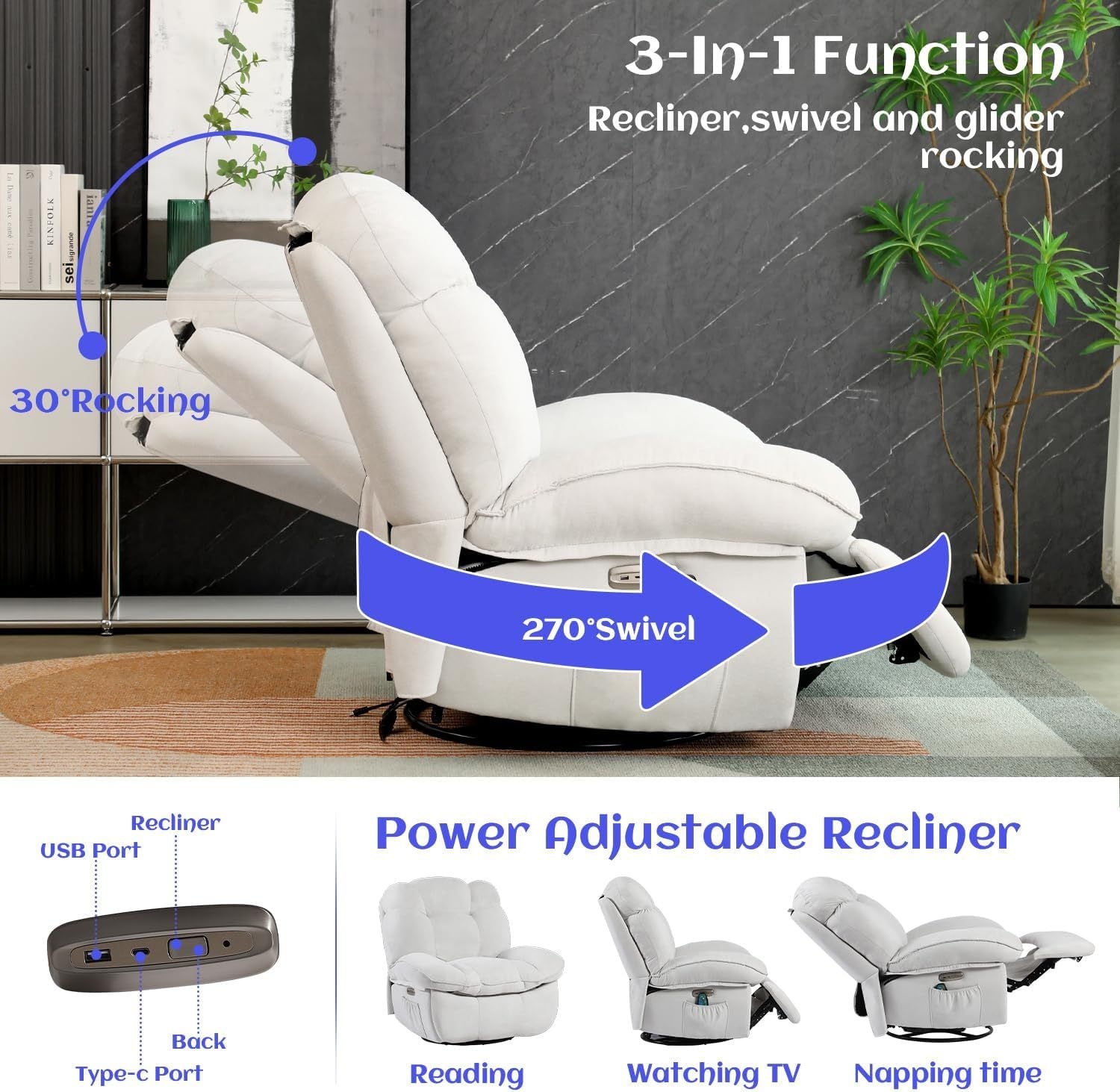 Multi-Function Electric Massage Chair with Heating and USB