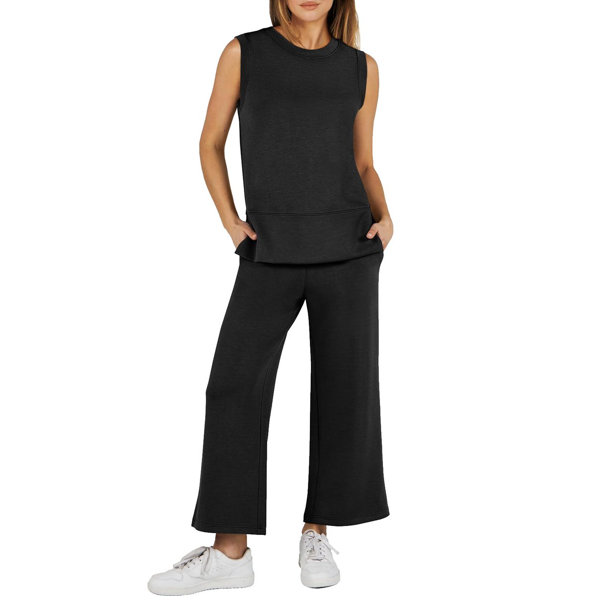 Casual Crew Neck Sleeveless Two Piece Suit