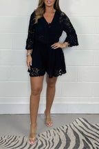 Casual Short V-Neck Lace Suit