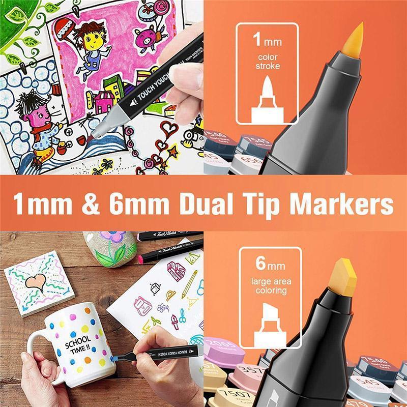 80 Colors Premium Dual Tip Markers Set with Carry Case