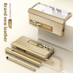 Aluminum Alloy Frame Magnetic Bracket All-Inclusive Electroplating Leather Cover For Galaxy Z Fold3 Fold4 Fold5