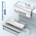 Aluminum Alloy Frame Magnetic Bracket All-Inclusive Electroplating Leather Cover For Galaxy Z Fold3 Fold4 Fold5
