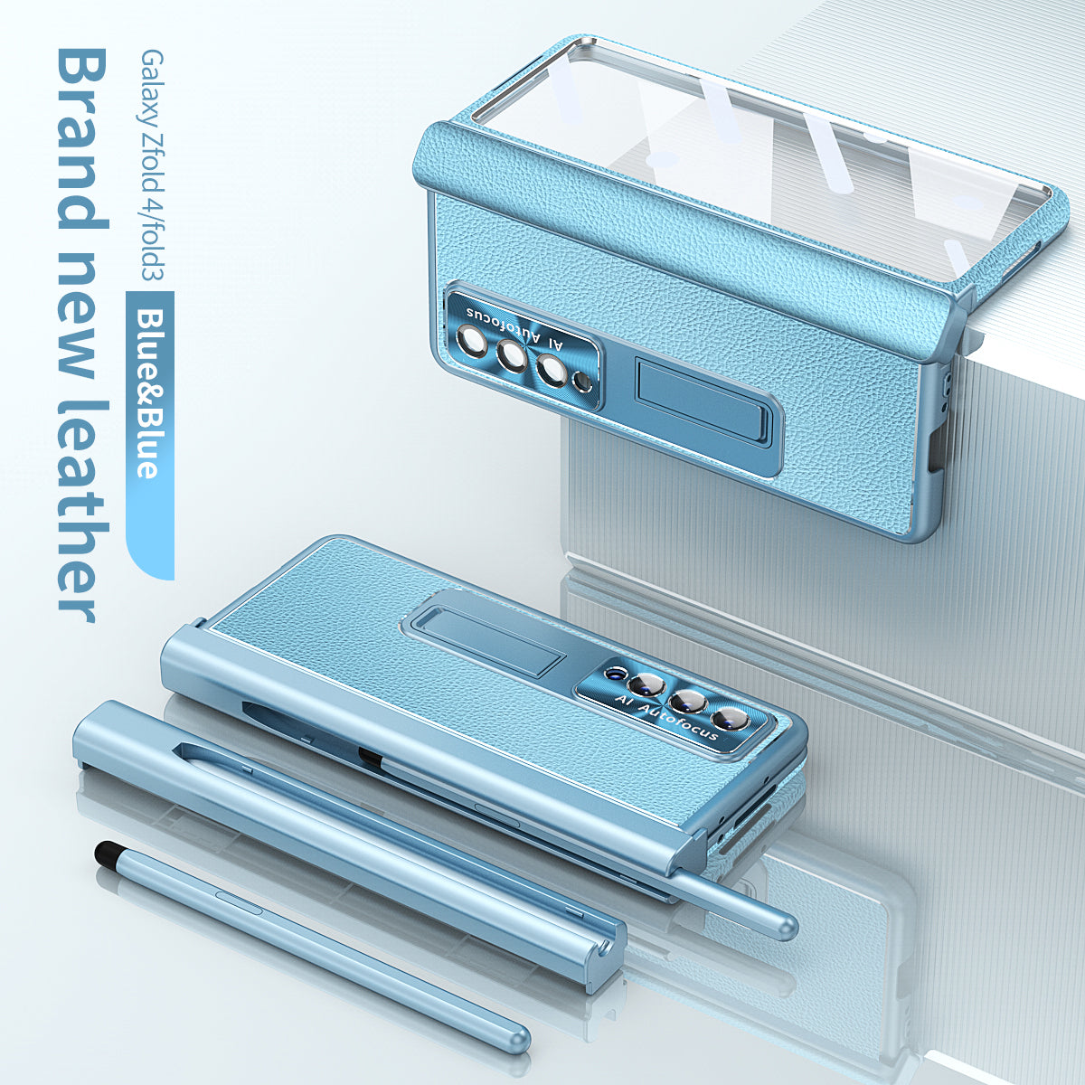 Aluminum Alloy Frame Magnetic Bracket All-Inclusive Electroplating Leather Cover For Galaxy Z Fold3 Fold4 Fold5