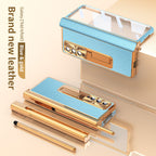 Aluminum Alloy Frame Magnetic Bracket All-Inclusive Electroplating Leather Cover For Galaxy Z Fold3 Fold4 Fold5