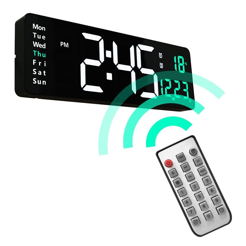 8.67''/16" Digital Wall Clock with RGB Color Changing Remote Control