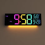 8.67''/16" Digital Wall Clock with RGB Color Changing Remote Control