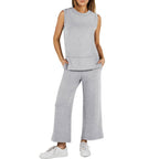 Casual Crew Neck Sleeveless Two Piece Suit