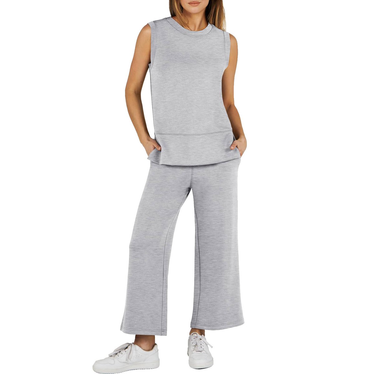 Casual Crew Neck Sleeveless Two Piece Suit