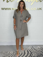 2025 New Casual Plus Size Button up Tunic Dress