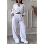 Connie | Two-piece set made of solid color cotton and linen