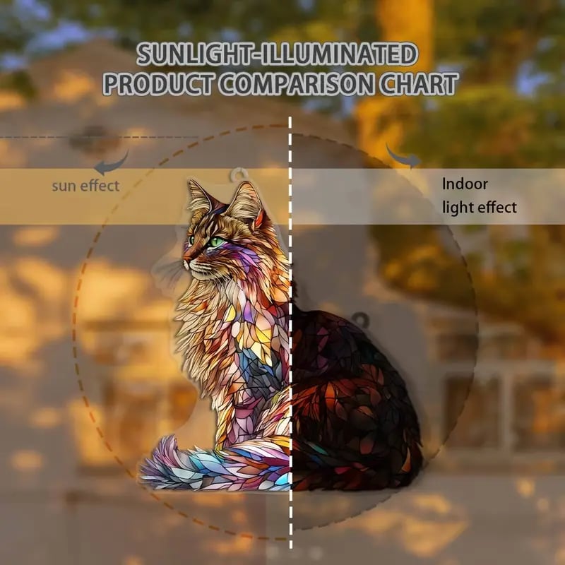 Colorful Long-Haired Cat Light Catcher