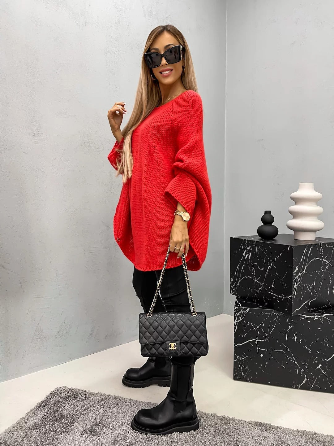 Bat Sleeve Round Neck Pullover