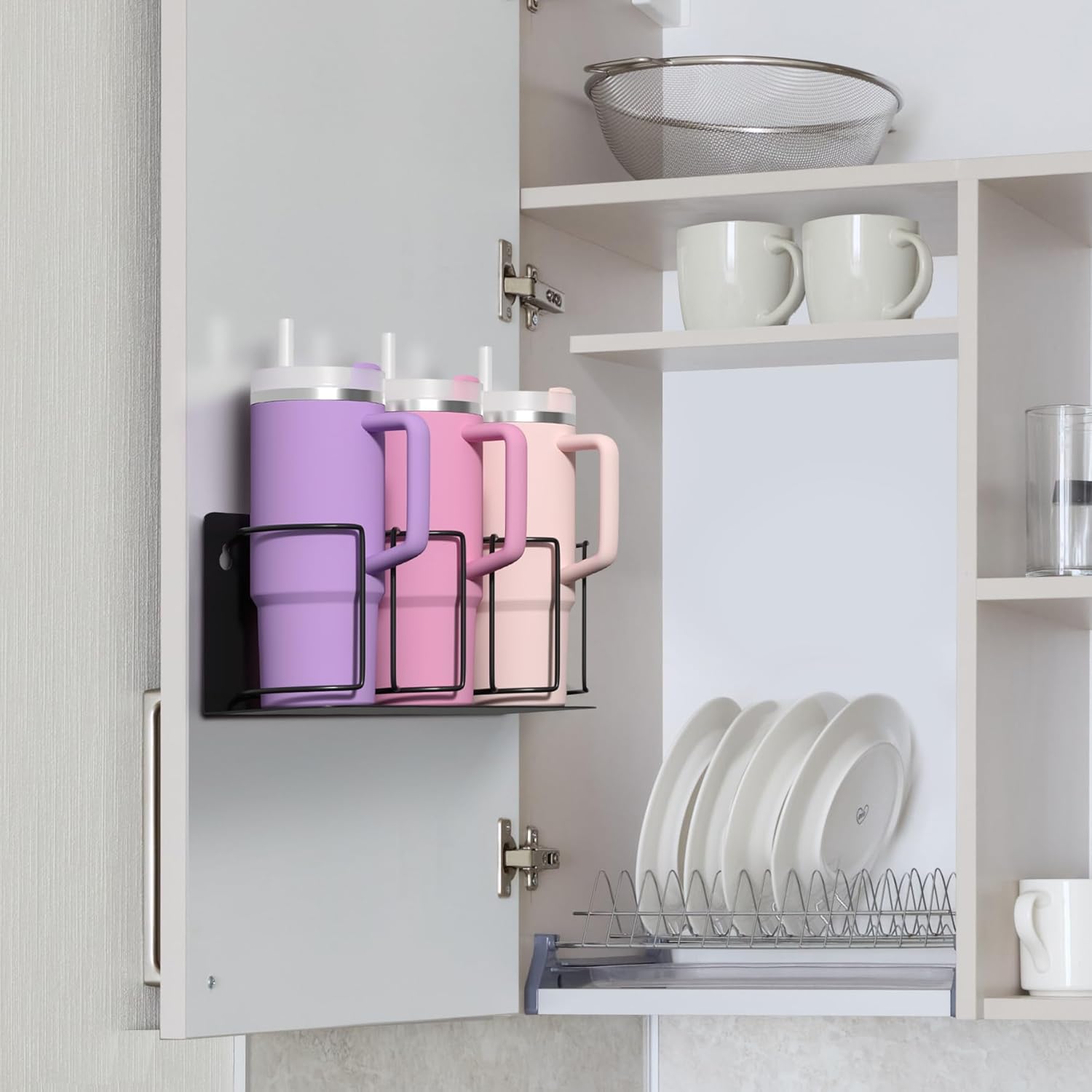 Cup Organizer - Magnetic or Screw Mount Storage for Kitchen, Fridge, or Cabinet