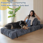 Corduroy Folding Sofa Bed, Convertible Sleeper Chair with Pillow Foldable Mattress with Back Support; Single Size