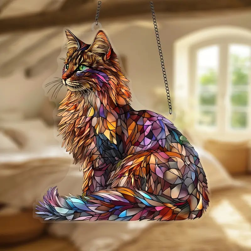 Colorful Long-Haired Cat Light Catcher