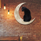 Black Cat Moon Hanging Metal Sign