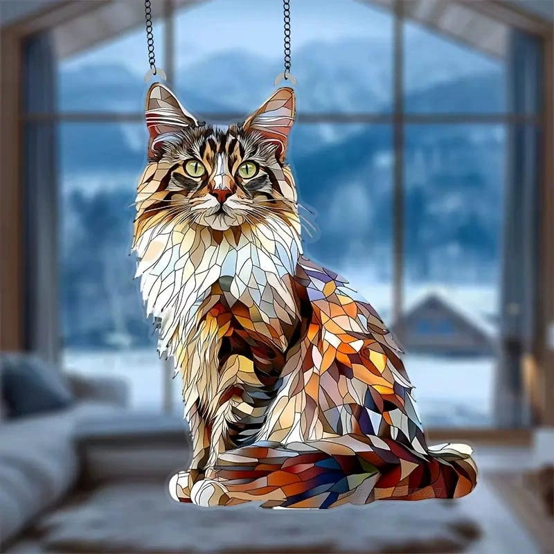 Colorful Long-Haired Cat Light Catcher