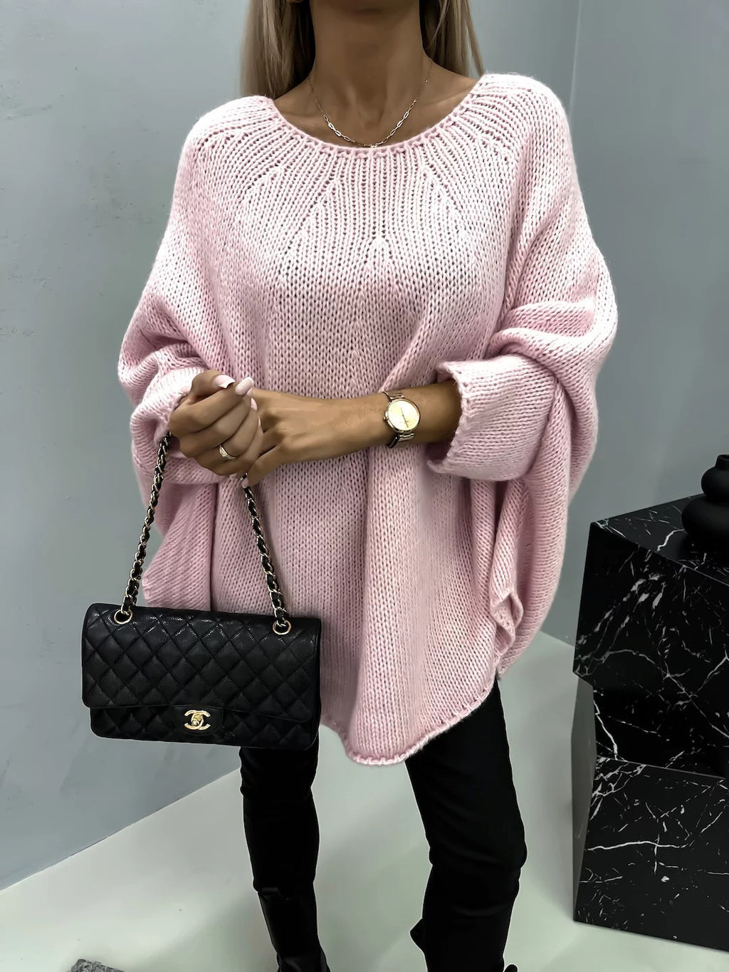 Bat Sleeve Round Neck Pullover