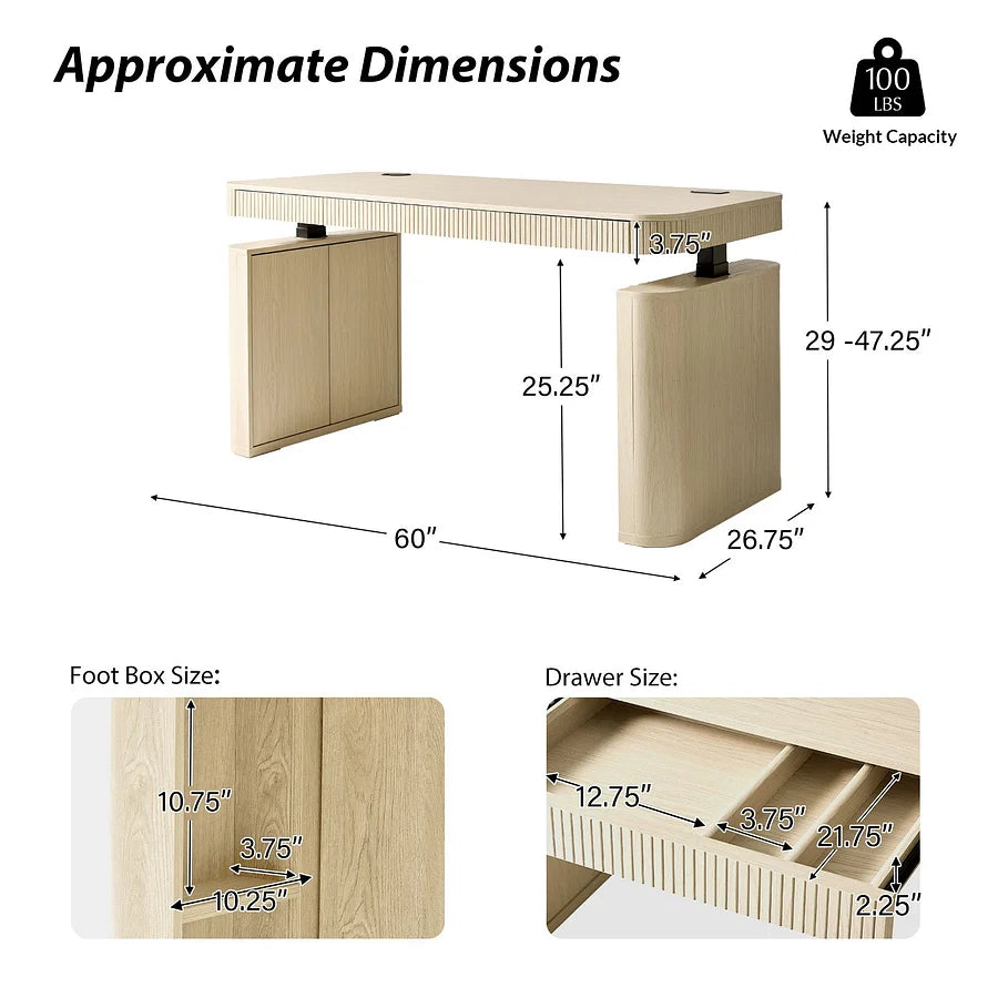 Modern Electric Adjustable Standing Desk with Cable Management