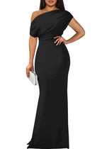 2025 WOMEN'S ELEGANT SLEEVELESS OFF SHOULDER BODYCON LONG FORMAL PARTY EVENING DRESS