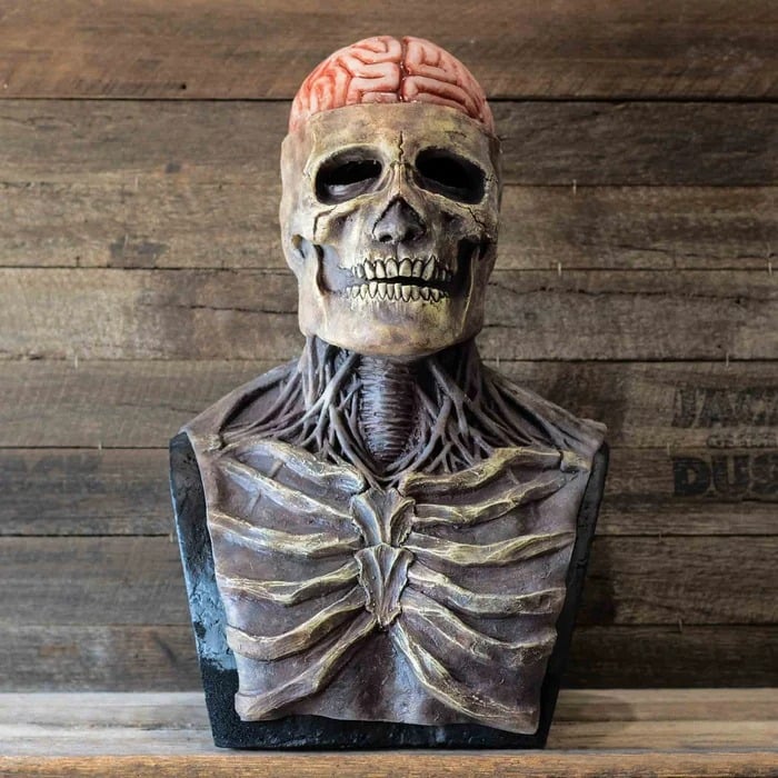 Bare brain skull latex mask