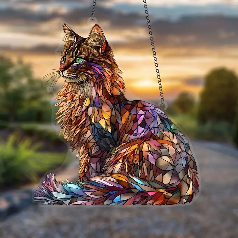 Colorful Long-Haired Cat Light Catcher