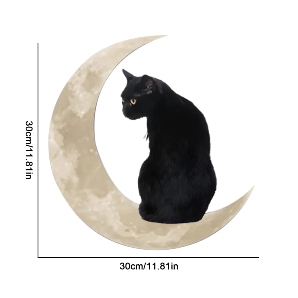 Black Cat Moon Hanging Metal Sign