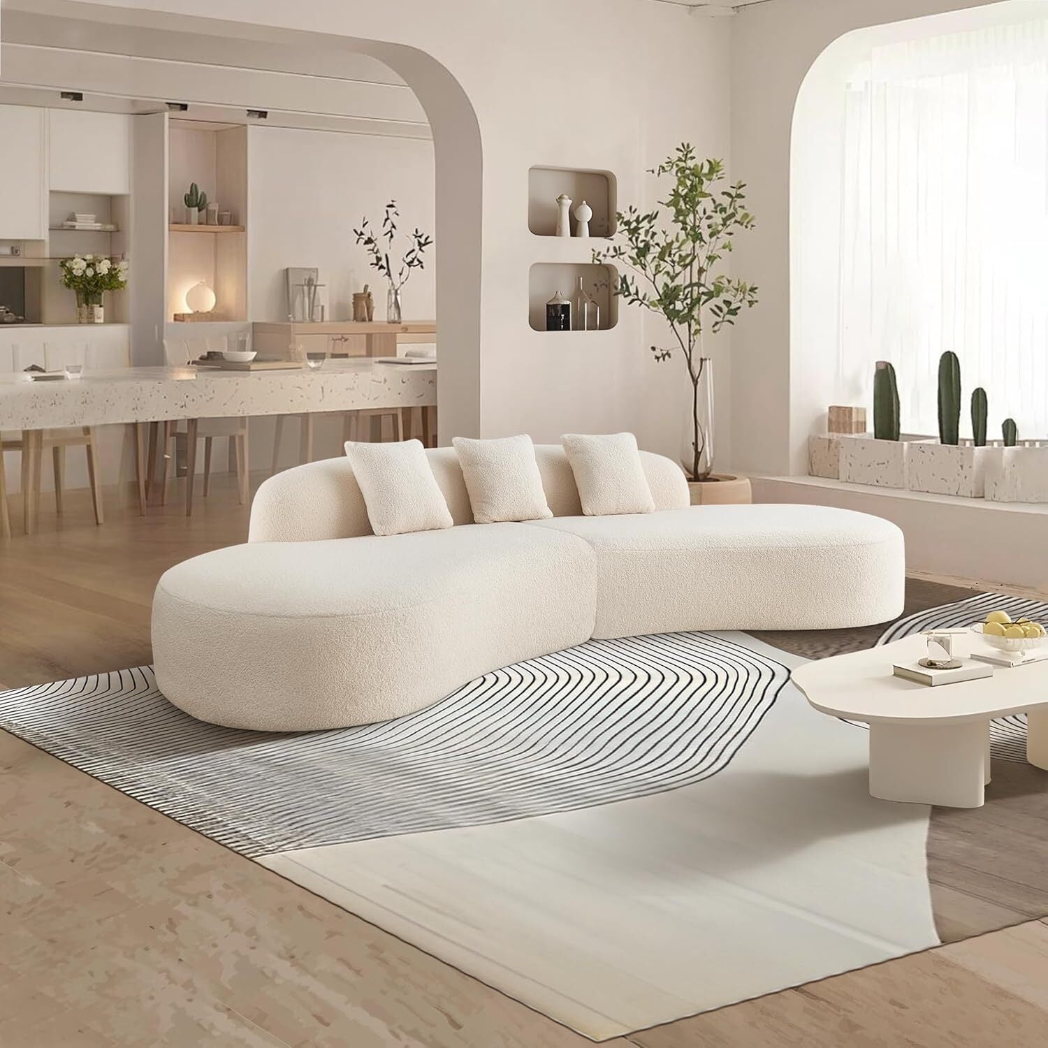 5 Seat Modern Curved Sectional Sofa No Assembly Require