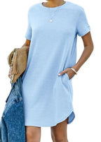 Casual Short Sleeve T-shirt Dress with Pockets