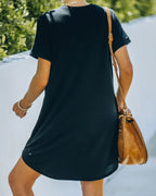 Casual Short Sleeve T-shirt Dress with Pockets
