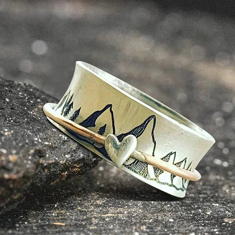925 Silver Keep Climbing Large Circle Fidget Ring