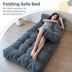 Corduroy Folding Sofa Bed, Convertible Sleeper Chair with Pillow Foldable Mattress with Back Support; Single Size
