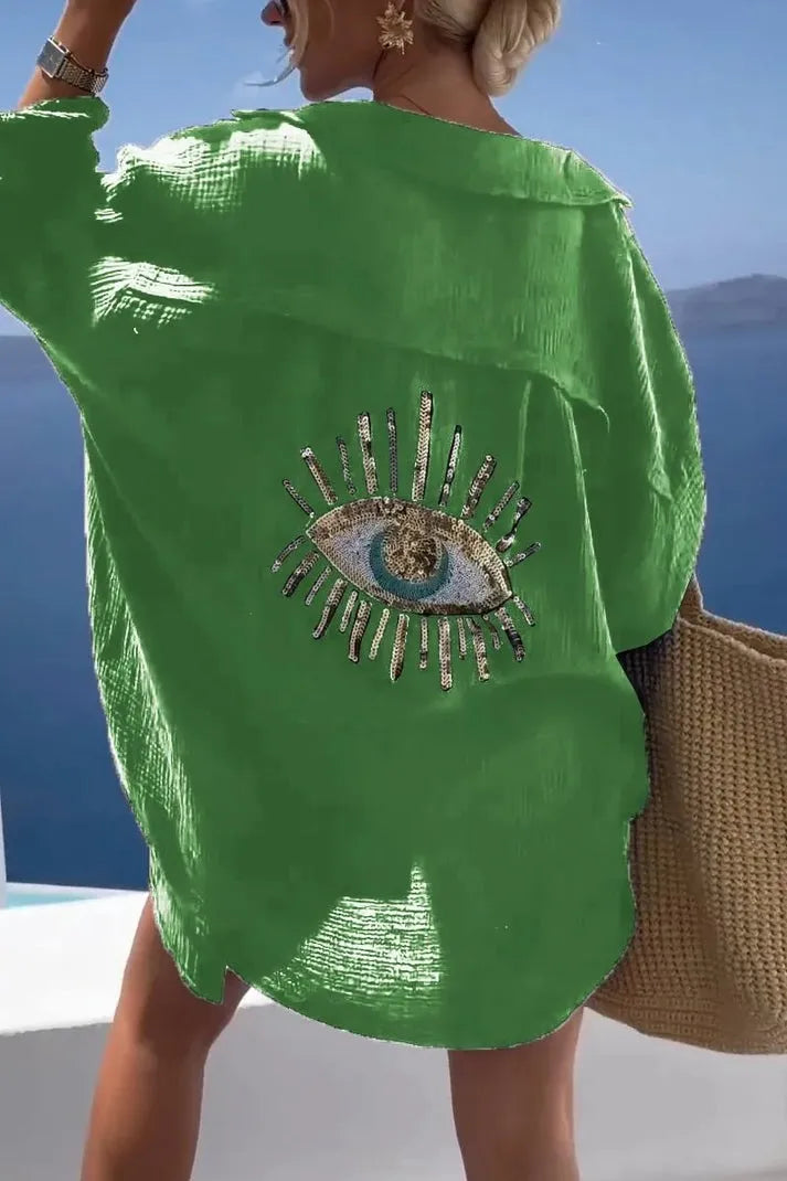 CASUAL SEQUIN BEADED SHIRT