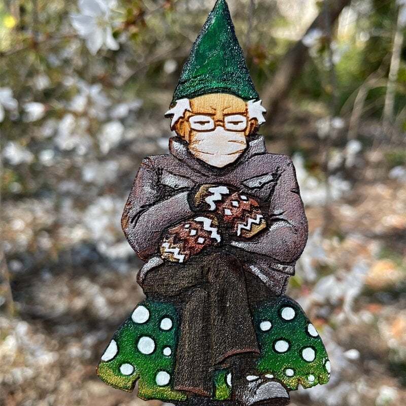 Bern in a fern 🍄Grumpy Bernie Gnome Plant/Garden Wood Stake