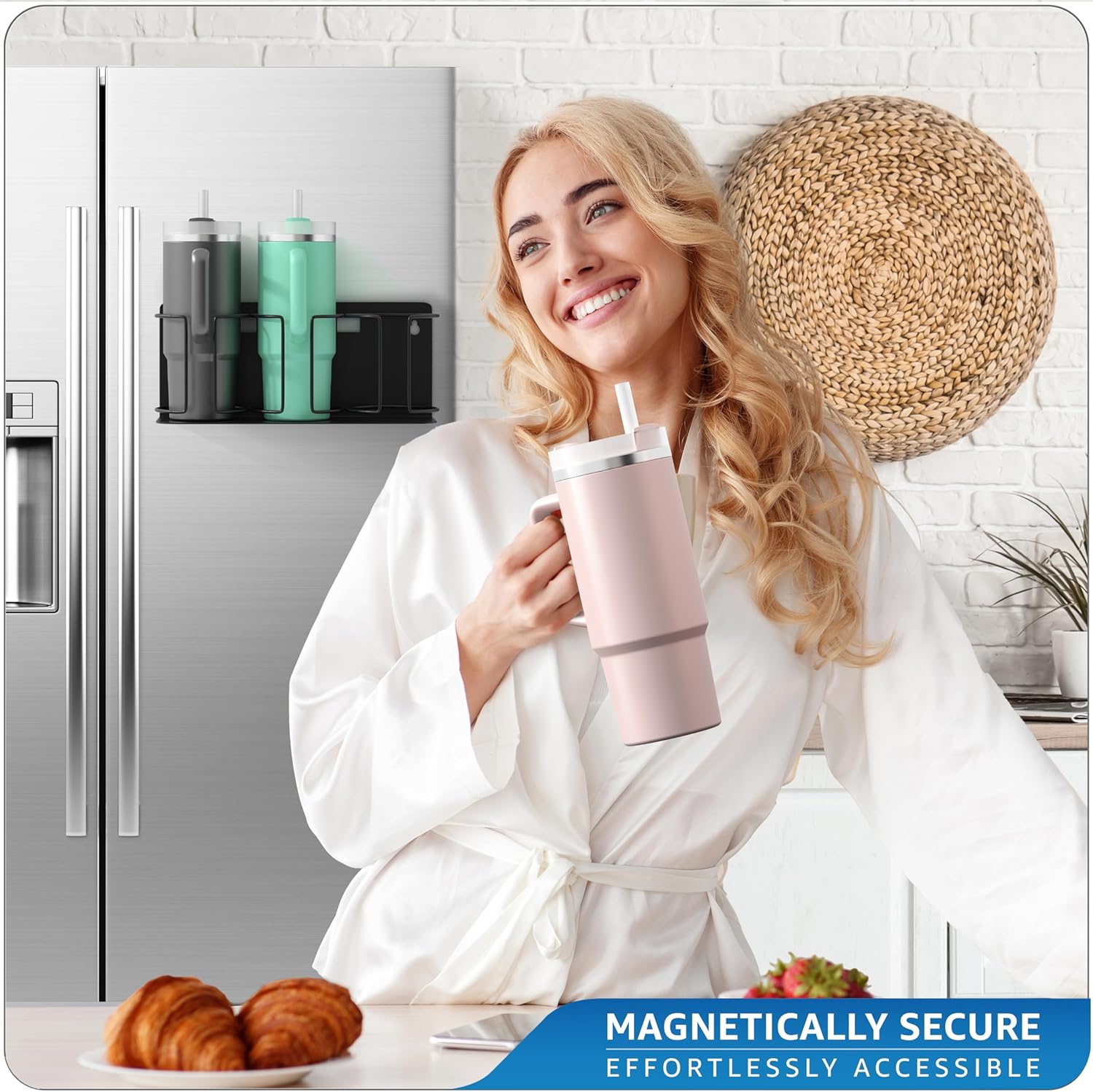 Cup Organizer - Magnetic or Screw Mount Storage for Kitchen, Fridge, or Cabinet