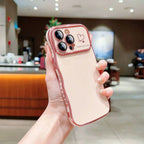 (🔥Last Day 60% OFF) - Stylish Wave Edged Electroplated Heart Lens Protector Anti-Drop Case for iPhone