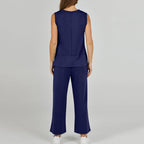 Casual Crew Neck Sleeveless Two Piece Suit