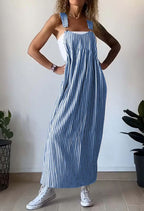 Casual striped suspender dress